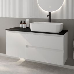 Oltens Vernal zestaw mebli łazienkowych 100 cm z blatem biały połysk/czarny mat 68206000