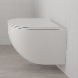 Zestaw Oltens Hamnes Kort Stille miska WC wisząca PureRim spłukiwanie wirowe z deską wolnoopadającą biały 42026000