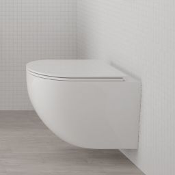 Zestaw Oltens Hamnes Kort Stille miska WC wisząca PureRim z powłoką SmartClean spłukiwanie wirowe z deską wolnoopadającą biały 42526000