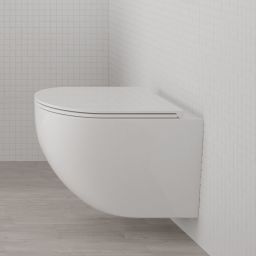 Zestaw Oltens Hamnes Kort miska WC wisząca PureRim z deską wolnoopadającą biały 42034000