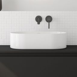 Oltens Lom Thin umywalka 45x30 cm owalna nablatowa z powłoką SmartClean biała 40827000