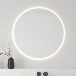 Oltens Nordlis lustro 80x80 cm okrągłe z oświetleniem z przodu z matą grzewczą 64101000