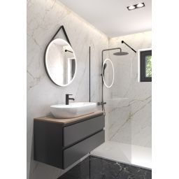 Oltens Atran zestaw prysznicowy ścienny termostatyczny z deszczownicą czarny mat 36500300