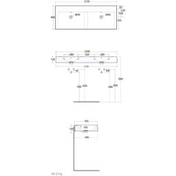 Rak Ceramics Des umywalka 121x46 cm prostokątna ścienna-podwójna cappuccino mat DESWB12101514A 