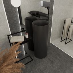 Rak Ceramics Petit umywalka 36 cm okrągła wolnostojąca czarny mat PETFS13600504A