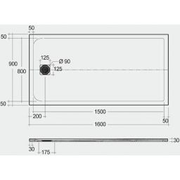 Rak Ceramics Feeling brodzik 90x160 cm prostokątny Raksolid szary RFST090160S503