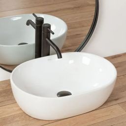 Rea Amelia umywalka 48x34,5 cm nablatowa owalna biała REA-U0416