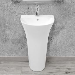 Rea Rita Slim umywalka 48x42 cm półokrągła wolnostojąca biała REA-U9901