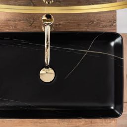 Rea Denis Black Stone Matt umywalka nablatowa 61x35 cm czarny mat/imitacja kamienia REA-U6510