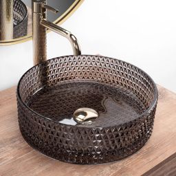 Rea Cristal Black umywalka 35,5 cm okrągła nablatowa czarna REA-U9671