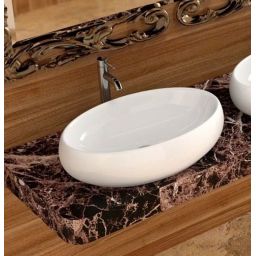 Rea Melania umywalka 60x40,5 cm owalna nablatowa biała REA-U0656