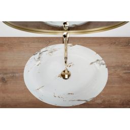 Rea Queen umywalka 55x41,5 cm nablatowa owalna carrara shiny REA-U1232