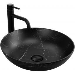 Rea Fibo Black Matt umywalka 40,5 cm nablatowa okrągła czarny mat REA-U3301