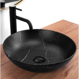 Rea Fibo Black Matt umywalka 40,5 cm nablatowa okrągła czarny mat REA-U3301