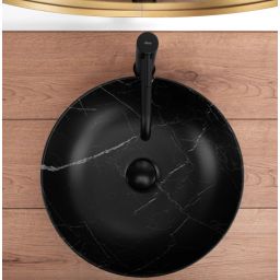 Rea Fibo Black Matt umywalka 40,5 cm nablatowa okrągła czarny mat REA-U3301