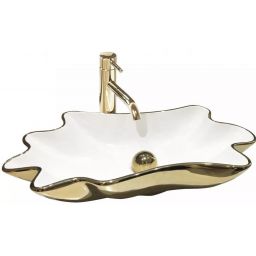 Rea Infinity umywalka 62x33 cm nablatowa biała-złota REA-U3400