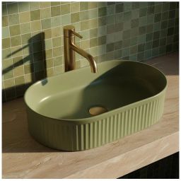 Rea Vanda umywalka 49x31 cm owalna nablatowa zielona REA-U3612