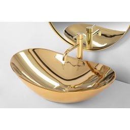 Rea Royal Gold umywalka 62x36 cm nablatowa owalna złota REA-U4545