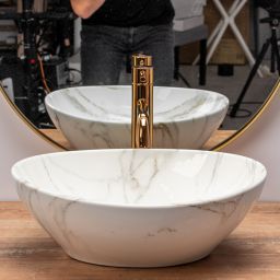 Rea Sofia umywalka 41x33,5 cm owalna nablatowa szary/kamień REA-U6597