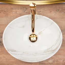 Rea Sofia umywalka 41x33,5 cm owalna nablatowa szary/kamień REA-U6597