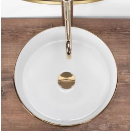 Rea Sami umywalka 36x36 cm okrągła nablatowa biała-złota REA-U6630