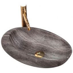 Rea Roxy umywalka 49x31 cm owalna nablatowa szary/kamień REA-U6649