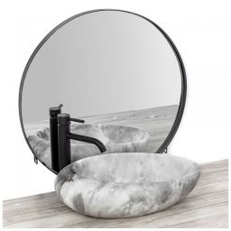 Rea Roxy C Stone umywalka 49x31 cm nablatowa owalna imitacja kamienia/jasny szary REA-U6651