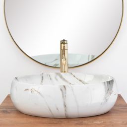 Rea Linda umywalka 48x34 cm nablatowa owalna imitacja kamienia REA-U8695