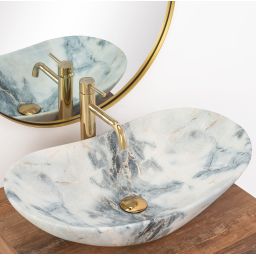 Rea Royal umywalka 62x36 cm owalna nablatowa szary/kamień REA-U8742