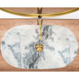 Rea Royal umywalka 62x36 cm owalna nablatowa szary/kamień REA-U8742