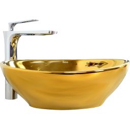 Rea Sofia Gold umywalka 41x34,5 cm nablatowa owalna złota REA-U9015