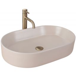 Outlet - Rea Nadia umywalka 61x38,5 cm owalna nablatowa brąz/beż REA-U9661