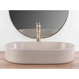 Rea Nadia umywalka 61x38,5 cm owalna nablatowa brąz/beż REA-U9661