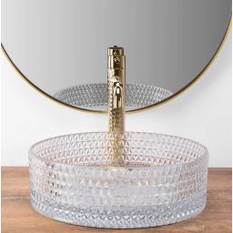 Rea Cristal umywalka 35,5x35,5 cm okrągła nablatowa REA-U9670