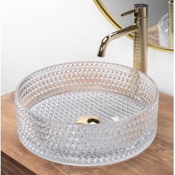 Rea Cristal umywalka 35,5x35,5 cm okrągła nablatowa REA-U9670