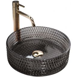 Rea Cristal Black umywalka 35,5 cm okrągła nablatowa czarna REA-U9671