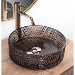 Rea Cristal Black umywalka 35,5 cm okrągła nablatowa czarna REA-U9671