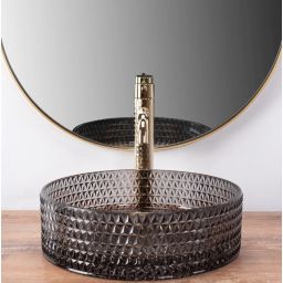 Rea Cristal Black umywalka 35,5 cm okrągła nablatowa czarna REA-U9671