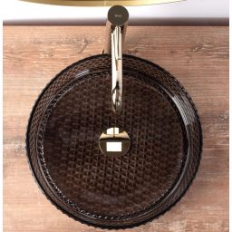 Rea Cristal Black umywalka 35,5 cm okrągła nablatowa czarna REA-U9671