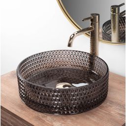 Rea Cristal Black umywalka 35,5 cm okrągła nablatowa czarna REA-U9671