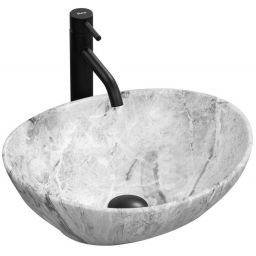 Rea Stone umywalka 41x34 cm nablatowa owalna biały/szary REA-U9908