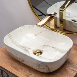 Rea Belinda umywalka 46x32 cm prostokątna szary/kamień REA-U6596