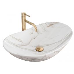 Rea Royal umywalka 62,5x36 cm owalna nablatowa biała REA-U8548