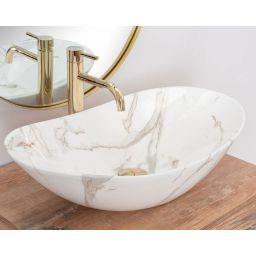 Rea Royal umywalka 62,5x36 cm owalna nablatowa biała REA-U8548