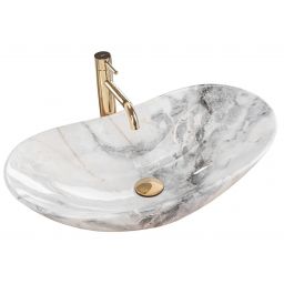 Rea Royal umywalka 62x36 cm nablatowa owalna kamień REA-U8596