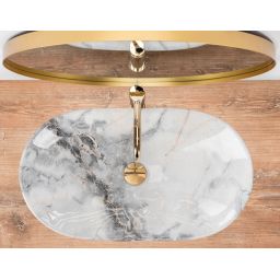 Rea Royal umywalka 62x36 cm nablatowa owalna kamień REA-U8596