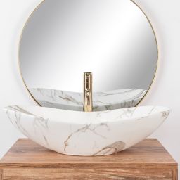 Rea Royal Lava Matt umywalka 60x36 cm nablatowa owalna kamień REA-U8598