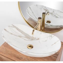 Rea Royal Lava Matt umywalka 60x36 cm nablatowa owalna kamień REA-U8598