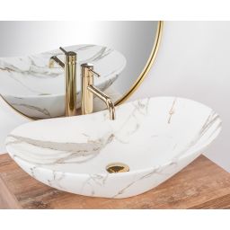 Rea Royal Lava Matt umywalka 60x36 cm nablatowa owalna kamień REA-U8598