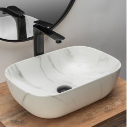 Rea Belinda Marble Matt umywalka 46x32 cm nablatowa prostokątna kamień REA-U8702